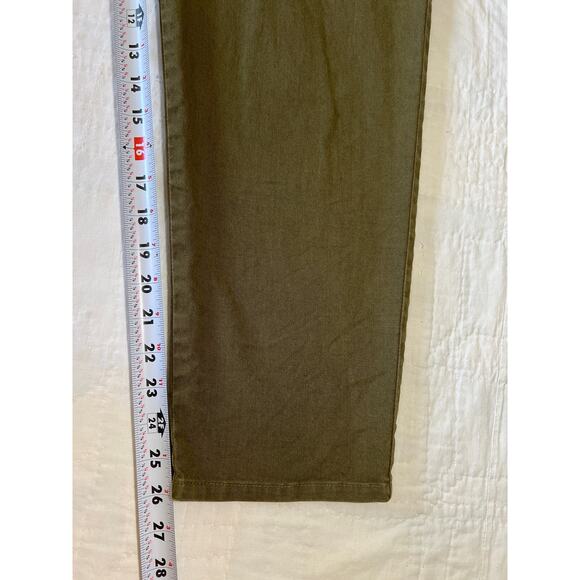 Peruvian Connection Pants Women's 8 Olive Linen Blend Taper Trousers USA Pockets - Picture 9 of 10